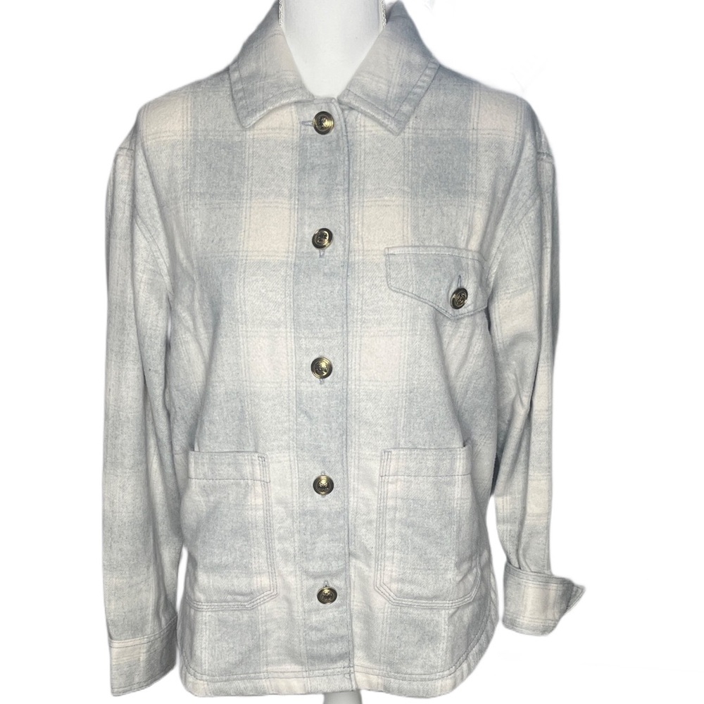 American Eagle Outfitters Gray Checkered Utility Jacket